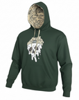 RF-Wear Beanie Skull Hoodie in Forest Green and Porcelain Sage hood lining