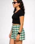 Clearance RF-Wear Women's Houndstooth Shorts - Green/White