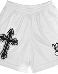 RF Wear Men's Graffiti Cross Shorts - White with Black Cross