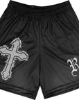 RF Wear Men's Graffiti Cross Shorts - Black With Grey Cross