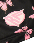 Close-up of RF-Wear Men's Butterfly Shorts in Black/Pink with RF logo