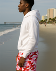 RF Wear Men's Camo Shorts - Pink/Red - Model Side View