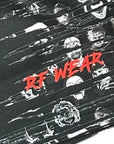 Close-up of RF-Wear Men's Horror 2.0 Shorts in Black with RF WEAR logo