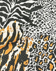Close-up of RF-Wear Men's Mesh Animal Print Shorts - Mash-up - Natural