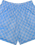 RF-Wear Men's Mesh Checkered Shorts in Sky Blue