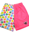 RF Wear Men's Mesh Split Convo Heart Shorts - Pink/Multicolor - Close Up