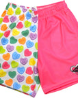 RF-Wear Men's Mesh Split Convo Heart Shorts in Pink/Multicolor