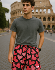 RF Wear Men's Mesh Heart Shorts - Black/Pink - Model Front View