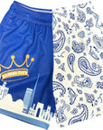 RF-Wear Men's Mesh Kansas City Cityscape Shorts in Blue/White