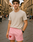 RF Wear Men's Mesh One Heart Shorts - Pink - Model Front View