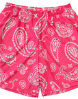 RF-Wear Men's Mesh Paisley Shorts in Fuchsia/White