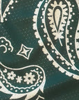 Close-up of RF-Wear Men's Mesh Paisley Shorts in Pine-Green/Cream