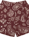 RF-Wear Men's Mesh Paisley Shorts in Merlot/Cream