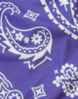 Close-up of RF-Wear Men's Mesh Paisley Shorts in Purple/White