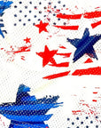 Close-up of RF-Wear Men's Mesh Patriotic Grunge Shorts in Red/White/Blue