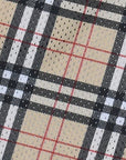Close-up of RF-Wear Men's Mesh Tartan Plaid Shorts in Tan/Black