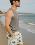 RF Wear Men's Mesh Sail Boats Shorts White/Multicolor - Model Side View
