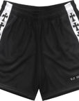 RF-Wear Men's Mesh Cross Trim Shorts in black with white cross trim.