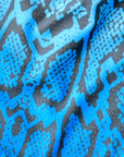 Close-up of RF-Wear Men's Mesh Snakeskin Shorts in Blue