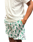 RF Wear Men's Mesh Soldier Shorts - White/Green - Model Side View