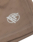 Close-up of RF-Wear Men's Mesh Solid Color Shorts in Tan