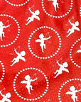 Close-up of RF-Wear Men's Cupid/Heart Shorts in Red/White