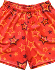 RF-Wear Men's Mesh Star Shorts in Red/Orange