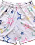 RF-Wear Men's Mesh Star Shorts in White/Multicolor