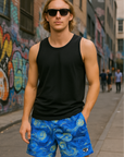 RF Wear Men's Mesh Starry Shorts - Blue - Model Front View