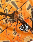 RF Wear Men's Mesh Tree Camo Ghost Shorts - Orange - Close Up Logo