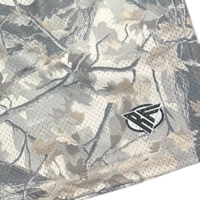 RF Wear Men's Mesh Tree Camo Shorts - Cream/Grey