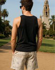 RF Wear Men's Mesh Tree Camo Shorts - Cream/Grey - Model Back View