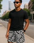 RF Wear Men's Paisley 2.0 Shorts - Black/White - Model Front View