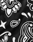 Close-up of RF-Wear Men's Paisley Shorts in Black