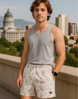 RF Wear Men's Paisley Shorts - Cream/Grey - Model Front View