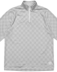 RF Wear Men's Quarter Zip Checkered Top - Grey - Front