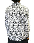 RF Wear Men's Quarter Zip Horror Faces Top - White - Model Back View