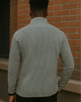RF Wear Men's Quarter Zip Houndstooth Top - Black/White - Model Back View