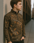 RF Wear Men's Quarter Zip Tree Camo Top - Brown - Model Side View