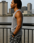 RF Wear Men's Skull Shorts - Black/White - Model Side View