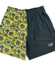 RF-Wear Men's Split Sunflower Shorts in Black/Yellow