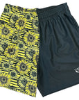 RF-Wear Men's Split Sunflower Shorts in Black/Yellow