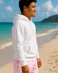 RF Wear Men's Tie Dye Shorts - Pink/White - Model Side View