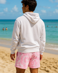 RF Wear Men's Tie Dye Shorts - Pink/White - Model Back View