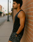 RF Wear Men's Mesh Bandana Shorts - Black - Model Side View