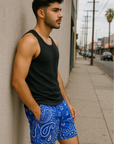 RF Wear Men's Mesh Bandana Shorts - Blue - Model Side View