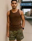 RF Wear Men's Mesh Bandana Shorts - Brown - Model Front View