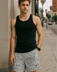 RF Wear Men's Mesh Bandana Shorts - Grey - Model Front View