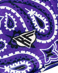 Close-up of RF-Wear Men's Mesh Bandana Shorts in Purple with RF logo