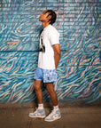 RF Wear Men's Mesh Bandana Shorts - Sky Blue - Model Side View